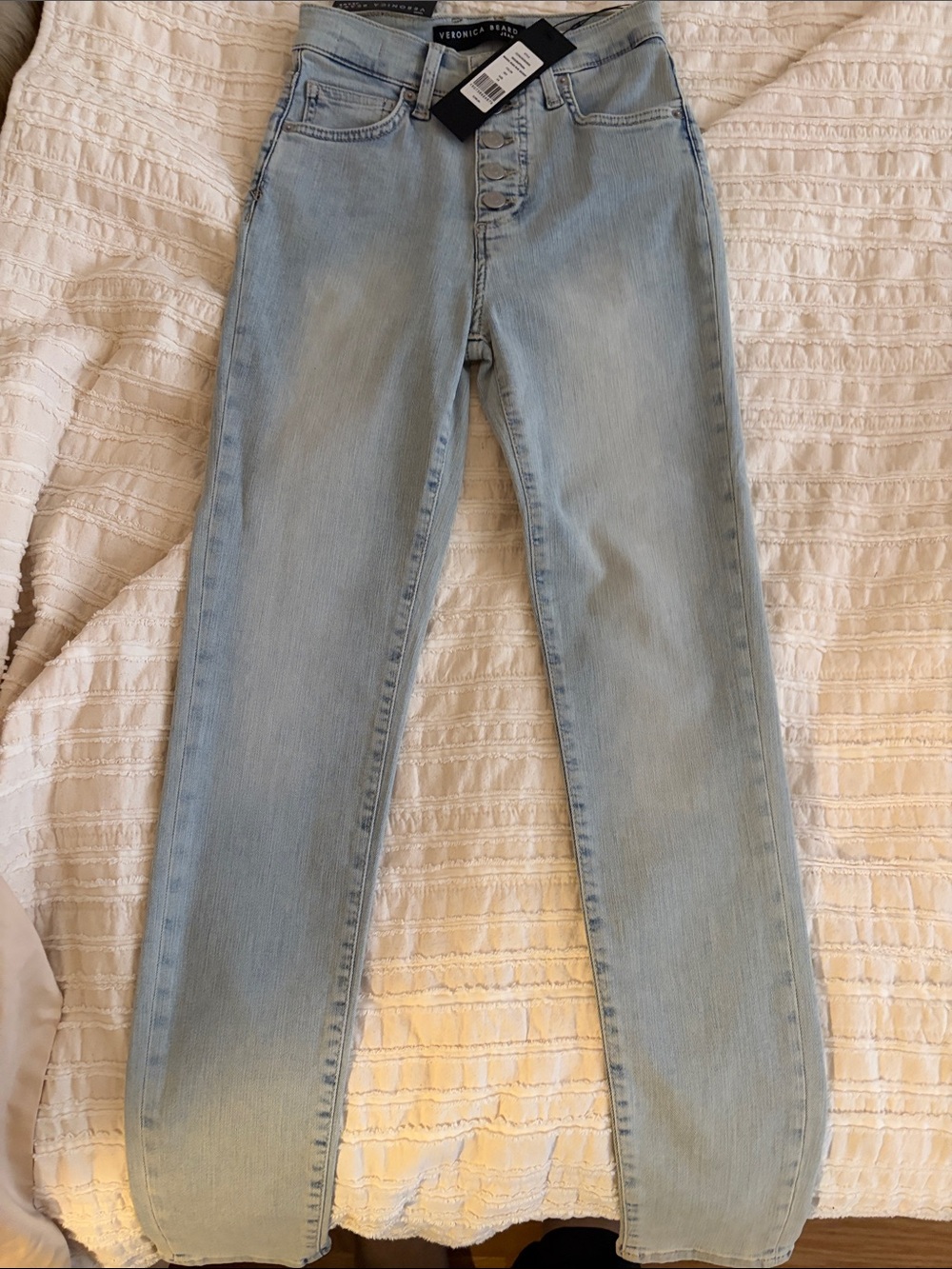 Veronica Beard Maera Light Wash High-Rise button Skinny jeans - NWT